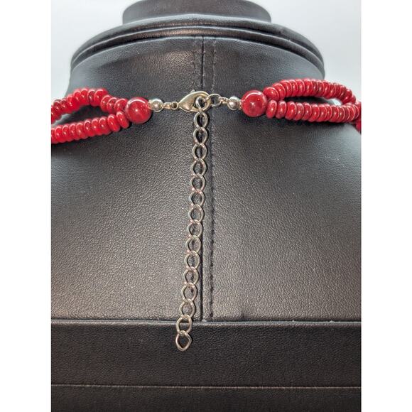 Vintage Red Acrylic Bead Chain Necklace 27"-29.5" - Picture 6 of 8